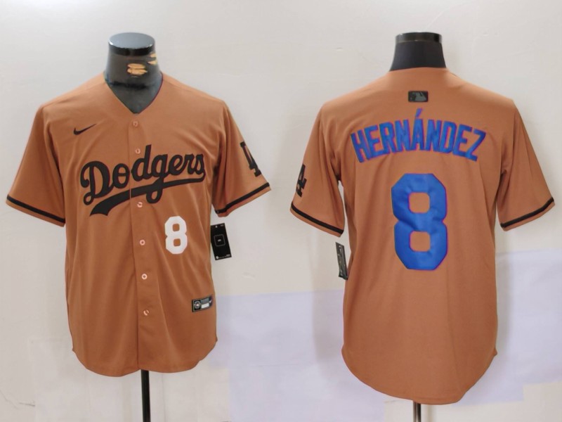 Men Los Angeles Dodgers #8 Hernandez army green joint name 2024 Nike MLB Jersey style 2->los angeles dodgers->MLB Jersey